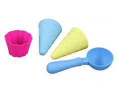 Idena 40164 Sandspielzeug Förmchen Eiswaffeln 4er Set, bestehend aus Eisportionierer, 2 Hörnchen und 1 Eisbecher, zum Spielen am Strand und im Sandkasten