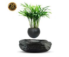 Blumen-Spargel-Magnetschwebetechnik-Topf Schwarz Technologie Rotation Luft Bonsai kreatives Geschenk Home Office-Studie Desktop-Grünpflanze Dekoration