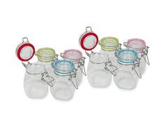 com-four® 8x Einmachglas mit Bügelverschluss, Drahtbügelglas mit Gummiring in verschiedenen Farben, 100 ml (08 Stück - 100 ml)