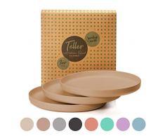 bambuswald© ökologische Teller mit Rand ca. 22cm Ø x 1,8cm (Höhe) - 6 Stück | Speiseteller - spülmaschinenfest & robust | Geschirr Grillteller Tellerset Essteller Tafelservice Pastateller