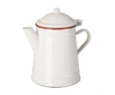 IBILI Kaffeekanne konisch 1 l aus emailliertem Stahl in weiß/rot, 10 x 10 x 20 cm