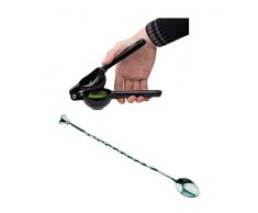 APS Bar und Cocktail Set Limonen-/Limettenpresse aus Aluminiumdruckguss und Barlöffel 27 cm mit Stößel