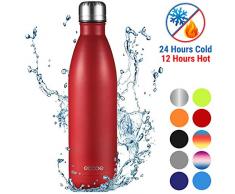 Ecooe Thermosflasche 750ml Doppelwandig Trinkflasche Edelstahl Wasserflasche Vakuum Isolierflasche Rot
