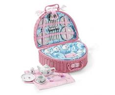 Lucy Locket Märchen Picknickkorb und Teeservice für Kinder (32 Stck. Spielgeschirr Set) Pink