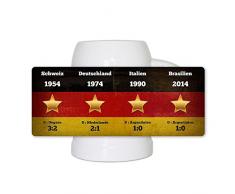 Fussball-Bierkrug Weltmeister 2014 mit Deutschland-Flagge , Jahreszahlen und vier Sternen - Fan-Bierkrug - Deutschland-Krug - Bier-Humpen