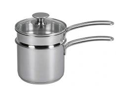 Unbekannt KÜCHENPROFI Wasserbad-Topf Edelstahl mit Glasdeckel 1,5 l Ø14cm