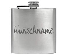 Edelstahl Flachmann mit Gravur Outdoor Camping Hip Flask Schraubverschluss Geschmacksneutral Rostfrei, Größe 6 oz 177 ml, Farbe Silber