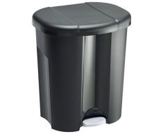 Rotho 1761108851 Trio Mülleimer zur Mülltrennung mit 3 Fächern, Kunststoff (PP), schwarz, 1x10 L + 2x15 L (49 x 42 x 58.5 cm)