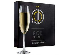 RÖD Wine Sektgläser & Champagner Gläser aus hochwertigem Titan Kristallglas, 220 ml, 3-teiliges Champagner Kristallgläser & Sekt Gläser Set mit luxuriöser Aufbewahrungsbox, das edle Hochzeitsgeschenk