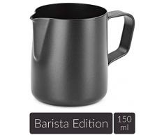 Lambda Coffee® Espressokännchen 150ml Edelstahl für Barista Zubehör | Milchkännchen klein Milk jug Pitcher schwarz Teflon beschichtet | Milchkanne Latte Art 150 ml | Espresso Kännchen Barista Set