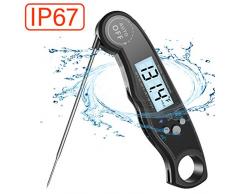 Digitales Lebensmittel Thermometer,BizoeRade Wasserdichte Instant Lesen Küchenthermometer für Küche, Bier, Milch, Steak,Innen Draussen BBQ