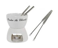 marion10020 Schokoladenfondue-Set Schoko-Fondue Schokofondue, für 4 Personen, ca. 12 x 15 cm, aus Keramik, mit 4 Fondue-Gabeln