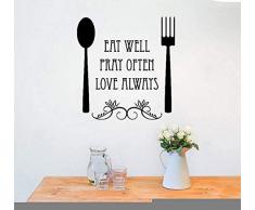 Wandtattoo Moderne Küchengabel Löffel Wandaufkleber Single Eat Prayer Love Abnehmbare Innendekoration Art Glue Design 57X60Cm