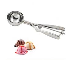 Acacia person EIS Scoop (Durchmesser 5cm),Premium Edelstahl Eisportionierer, Cookie Scoop, Kugelausstecher, EIS-Löffel, Silber