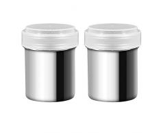 Schneespitze 2pcs Mehlstreuer Puderzucker Streuer,Praktischer Edelstahl Streuer Feinstrukturiertes Sieb Premium Qualität aus Edelstahl,Kaffee kakao Schablone Puderzucker Streuer
