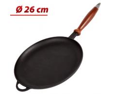 Crepespfanne, Bratpfanne für Pfannkuchen aus Gusseisen, ohne Deckel, 26 cm.
