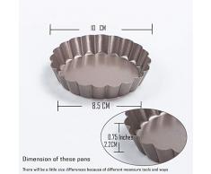 webake Tarteform Mit Hebeboden Ø 10 cm Mini Quicheform Gute Antihaftbeschichtung Pie Form Backform Wellenrand, schnittfest, servierfertig - Set von 6