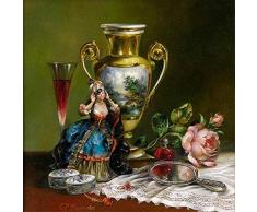 GEZHF DIY vorgedruckte Leinwand Ölgemälde-Kits für Erwachsene Kinder Anfänger Weinkrug Damen Malen nach Zahlen Acryl Stress Weniger Anzahl Farben 16X20in ohne Rahmen