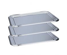 3 x Partyplatte / Servierplatte / Käseplatte / Wurstplatte / Silbertablett, Metall verchromt | 41 x 31 cm