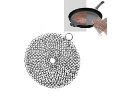 Jcsdhly 8 Edelstahl Gusseisen Reiniger Kette Wäscher für Bratpfanne Wok können Gusseiserne Pfanne, Scheuerschwamm Reinigungsbürste