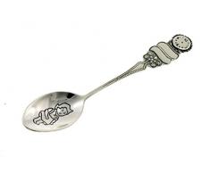 Löffel mit Geburtsuhr aus 925 Sterling Silber 18,6! Gramm (oxidiert) Patengeschenk Geburt Taufe