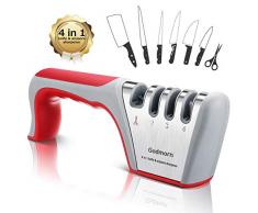 Godmorn Messerschaerfer, Messerschleifer Profi Messerschärfer 4 - Stufen für Edelstahl, Wolfram, Spezialkeramik, Knife Sharpener Diamant für Scheren Schleifen, Feinschärfen mit Rutschfestem