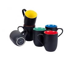 Casalanas 6-er Kaffee-Tassen-Set bunt, Rainbow, 290 ml, Porzellan, modernes Design mit Set-weitem Regenbogen-Farbverlauf
