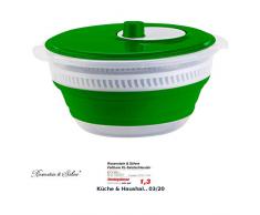 Rosenstein & Söhne Sieb: Faltbare XL-Salatschleuder mit Kurbel und hoher Übersetzung, 5 l (Salatschüssel)