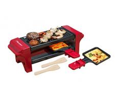 Bestron Mini Raclette, Für 1 bis 2 Personen, Antihaftbeschichtung, 350 W, Rot/Schwarz