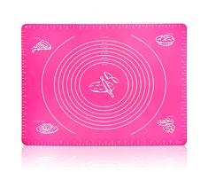 Belmalia XXL Teigmatte aus Silikon, Backmatte 50x40cm für Pizza, Teig, Fondant in Pink