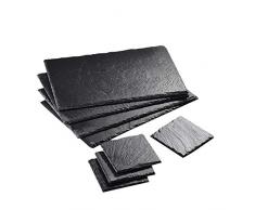 MALACASA, Serie Nature.Slate, 8-teilig Set Schieferplatte Schieferplatten in 2 Größe Schiefer Untersetzer Käse Platte Schieferuntersetzer Buffetplatte 12/10 * 10 * 0,5cm & 4/30 * 20 * 0,5cm