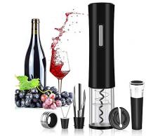 Rovtop Elektrischer Korkenzieher Automatischer Weinflaschenöffner aus Edelstahl mit Folienschneider, Wein Stöpsel, Weinausgießer und Weinring (Batterien Nicht enthalten)