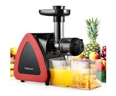 Homever Entsafter Slow Juicer, Entsafter für Obst und Gemüse, Leiser Motor, Umkehrfunktion, leicht zu reinigen, nährstoffreiche Kaltpresse Entsafter mit Saftbecher und Bürste, BPA-frei