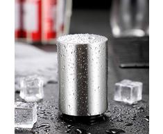 Baomasir Automatischer Flaschenöffner/Kapselheber, Zum Öffnen von Kronkorken-Flaschen, Gebürstetes Aluminium, Push&Pull, Silber