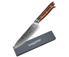 SCHNEIDWERK Allzweck-Messer Damastmesser, Küchenmesser 13 cm Klingenlänge, 67 Lagen Edelstahl-Damast, Kochmesser Damaststahl, sehr scharf, Damaszener-Stahl Rostfrei DI-Serie