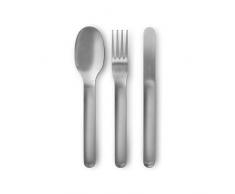 BLACK + BLUM Set, Maße: 5 x 20 x 2 cm Besteck, Edelstahl/Silikon/Bambus, Silber, one-Size