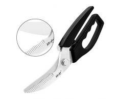 Rraycom Küchenschere, Geflügelschere Edelstahlschere, Haushaltsschere für Hähnchen Hühnerknochen, Pizza, Fleisch, Gemüse, Kräuter, BBQ & mehr Rostfreier Edelstahl,25cm (schwarz)