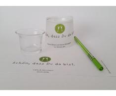 12 Mini Tischlichter mit Teelichtglas (auch Tischkarte) für alle Feste, Hochzeit SILBERNE Hochzeit, Tischschmuck Tischdekoration , Motiv 2 Sektgläser, personalisierbar