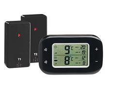 Rosenstein & Söhne Kühlschrankthermometer: Digitales Kühl- & Gefrierschrank-Thermometer, 2 Funk-Sensoren, schwarz (Gefrierschrankthermometer)