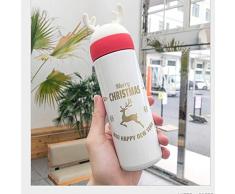 HMX Wasserflasche Thermoskanne Kreative Tasse 350ml Cartoon Geweih Weihnachtsbecher Edelstahl Winter Tasse männlich und weiblich Paar Student Geschenk