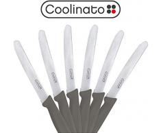 Coolinato Tafelmesser-Set 6 TLG. - Extra scharfe Frühstücksmesser aus Edelstahl - Tischmesser mit Ergonomischen Griff - Premium-Qualität - Klingenlänge 11cm - Griff in Grau