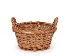 TYSK Design Küchenkorb klein (Größe und Form wählbar) 22,5 cm Durchmesser - Obstkorb, Gemüsekorb, Korb geflochten aus Weide