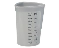 Lurch Flexibler Messbecher aus Silikon 1l, mit Skalen für Flüssigkeiten, Mehl und Zucker, Transparent, 12.5 x 12.5 x 17 cm