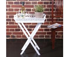 DESIGN DELIGHTS Verspieltes HOLZTABLETT Landhaus | 63 cm, 2-teilig, Weiss | Serviertisch, Tabletttisch, Beistelltisch