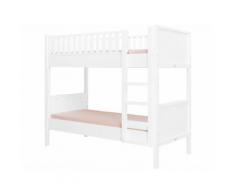 Etagenbett Nordic Weiß mit gerader Leiter und Rollrost, Bopita, 90x200cm