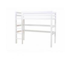Hochbett Weiß mit Gerader Leiter und Rolllattenrost, Hoppekids Premium