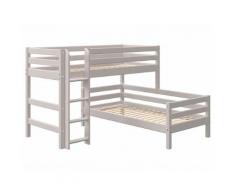 Flexa Classic Kombi Etagenbett mit gerader Leiter Grau