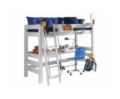 DOLPHIN Moby Hochbett Weiß mit schräger Leiter und Schreibtisch Kiefer Massiv 8073-S-5