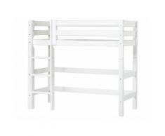 Mittelhochbett 70x160cm Weiß mit Rollrost und Gerader Leiter, Hoppekids Premium
