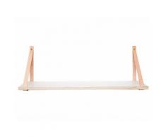HÜBSCH Holzregal mit Lederriemen Weiß 90 x 30 cm 290205